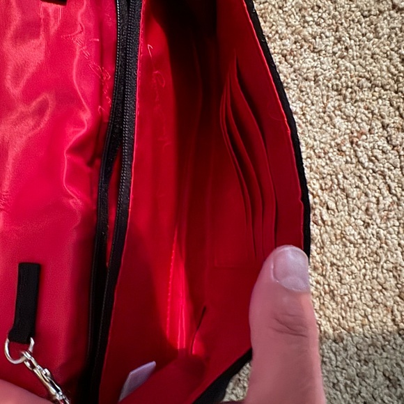 Vera Bradley clutch purse with beautiful red flowers…silver chain strap - Picture 3 of 4